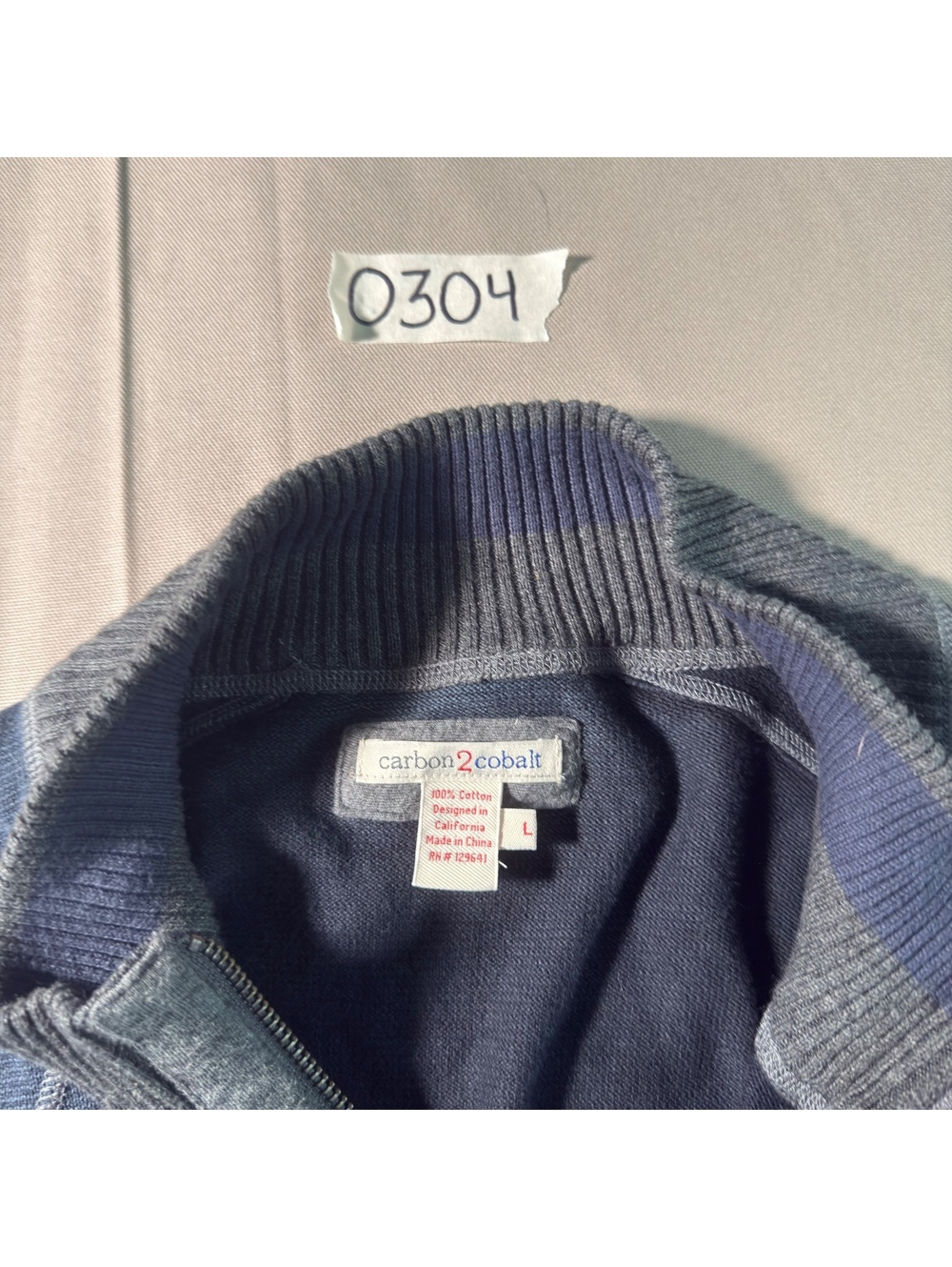 Carbon2Cobalt blue quarter-zip sweater size L